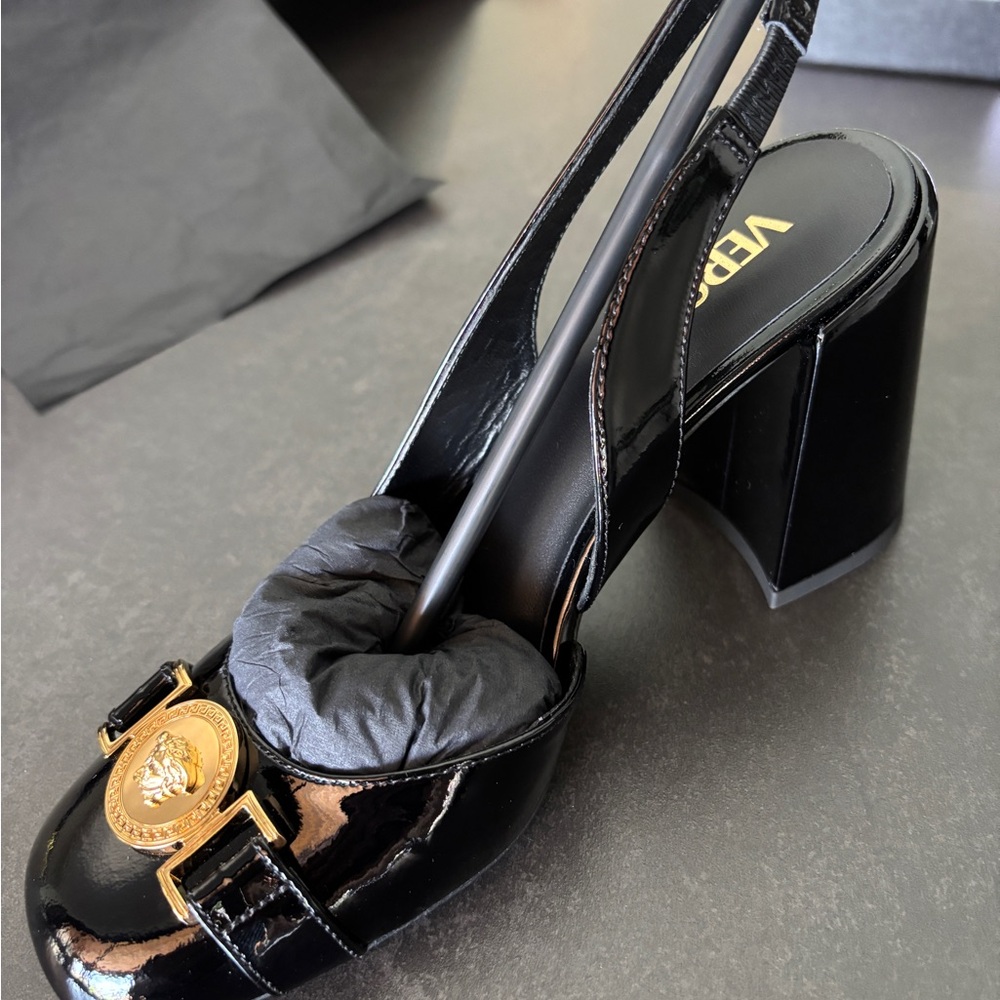 Versace Authentic Black Slingback Heels, size 37